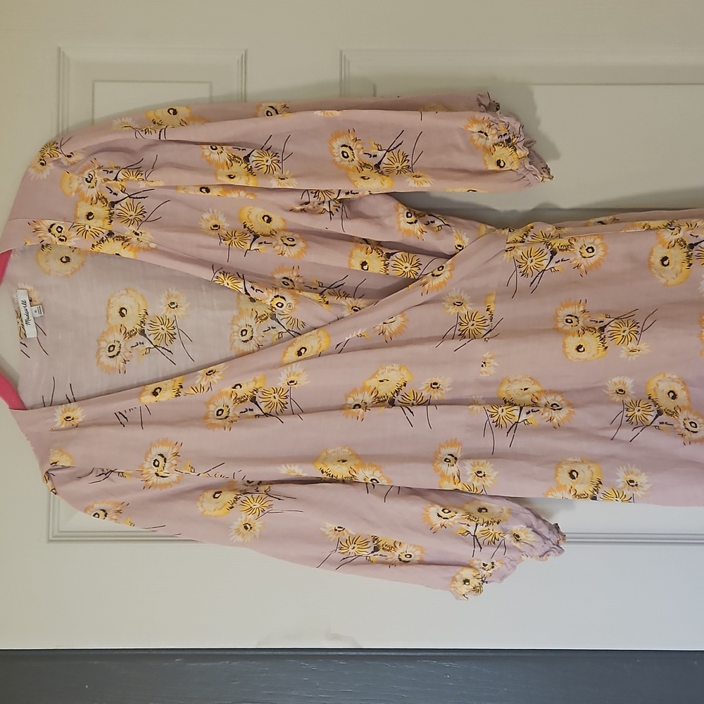 Madewell Pink floral wrap dress